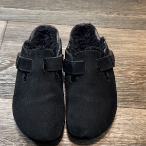 Birkenstock Black Suede Mules